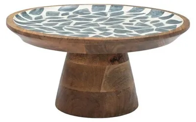 Imagen del producto de Only Natural – Bandeja de madera L – Blanco / Azul – 30 × 30 cm