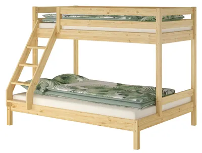 Produktbild von Doppel-Etagenbett 140x200 und 90x200 Erwachsenen-Stockbett Kiefer Massivholz natur V-60.18-09-14ohne Zubehör