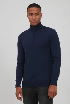 Produktbild von INDICODE IDBaddon Herren Strickpullover Troyer Feinstrick Pullover mit Stehkragen