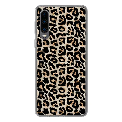 Produktbild von MuchoWow® Handyhülle Schutzhülle Hülle für Huawei P30 Pantherdruck - Braun - Luxus Silikon Softcase Handy Hülle - Kartenbesitzer