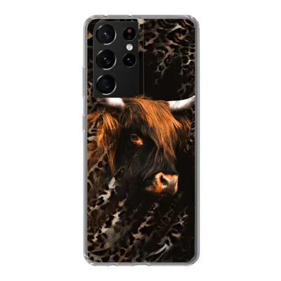 Produktbild von MuchoWow® Handyhülle Schutzhülle Hülle für Samsung Galaxy S21 Ultra Schottischer Highlander - Pantherdruck - Schwarz Silikon Softcase Handy Hülle - Mobiltelefon