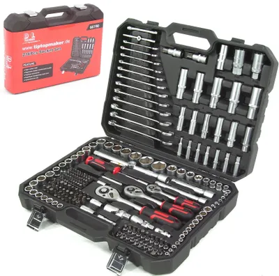 Produktbild von Steckschlüsselsatz Werkzeug Werkzeugkoffer 216 tlg. CRV Knarrenkasten 66190