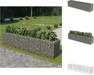 Obrázok produktu pre vidaXL Gabionový vyvýšený záhon Pozinkovaná oceľ 450 × 90 × 100 cm - Kvetináče a sadenice
