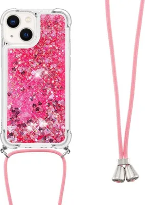 Produktbild von iPhone 15 Hülle - Coverup Liquid Glitzer Back Cover mit Handykette - Rosa