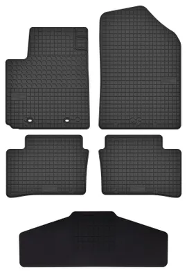 Productafbeelding van Rubberen automatten + tunnelmat voor Hyundai i10 II 2013-2019 (hatchback) – 5-delig, zwart, op maat – Wielganizator SolidTread