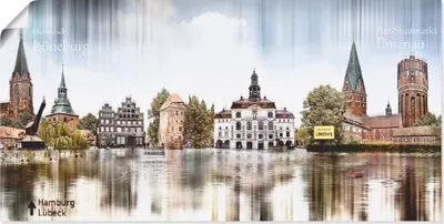 Produktbild von ARTland Poster Lüneburg Skyline Abstrakte Collage Größe: 60x30 cm