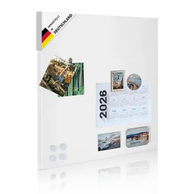 Produktbild von banjado Magnettafel weiß 50x50cm groß Magnetwand quadratisch aus Metall Pinnwand für Küche, Büro [MTQ Blanco]