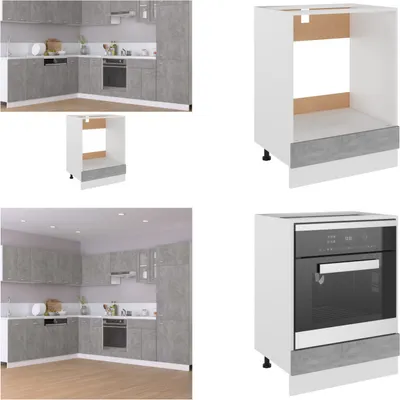 Produktbild von vidaXL Herdumbauschrank Betongrau 60x46x81,5 cm Holzwerkstoff - Herdumbauschrank - Herdumbauschränke - Küchenschrank - Küchenschränke