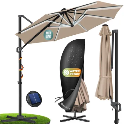 Produktbild von KESSER® Sonnenschirm Ampelschirm SUN Ø330cm, 7-fach verstellbar, 360° drehbar, inkl. Abdeckung