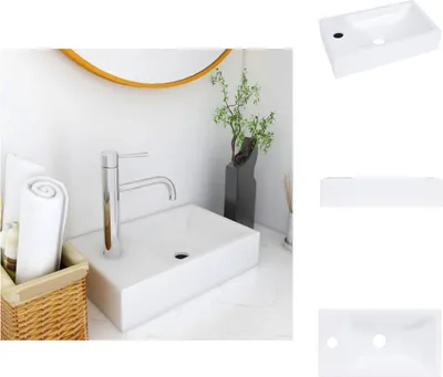 Produktbild von vidaXL Waschbecken 400x220x90 mm SMC Weiß -  Badezimmer-Waschbecken