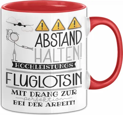 Produktbild von Fluglotsin Tasse Geschenk Lustig Abstand Halten Hochleistungs-Fluglotsin Mit Drang Zur Perfektion Bei Der Arbeit (Rot)