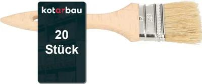 Zdjęcie produktu dla KOTARBAU® Zestaw 20 pedzli z drewniana raczka Pedzel plaski 50 mm Pedzel do bejcy i glazury Pedzel do farb Pedzel do farb akrylowych Odporne na rozdarcia wlosie Zmywalny Uni