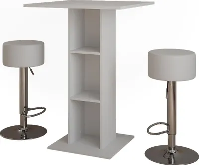 Produktbild von Bartisch-Set Vicco Repose Weiß 75 x 75 cm mit 2 Barhockern, Model 55717
