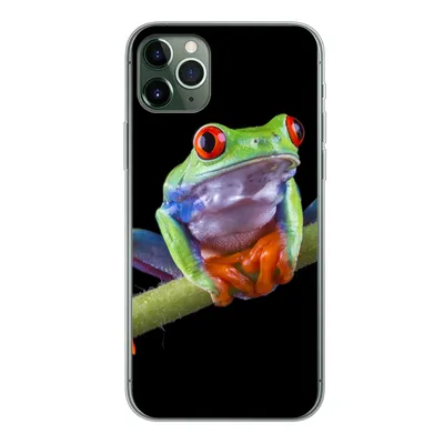 Produktbild von MuchoWow® Handyhülle Schutzhülle Hülle für iPhone 11 Pro Max Frosch - Pflanze - Schwarz Silikon Softcase Handy Hülle - Schutz