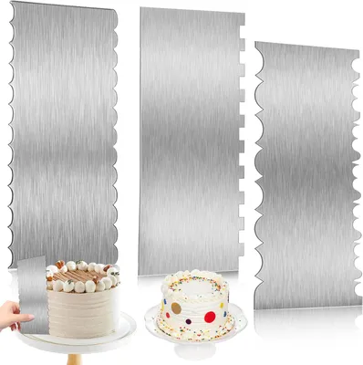 Imagen del producto de Juego de espátulas para decorar pasteles, de 3 piezas, de acero inoxidable, de 22 x 8 cm, para decoración de pasteles