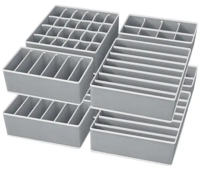 Immagine prodotto di Organizzatore per cassetti set organizer - 8 pezzi - 6, 7, 8 e 24 scomparti - Pieghevole - Per abbigliamento e biancheria intima