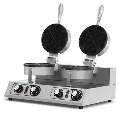 Produktbild von HCB Doppel-Waffeleisen - Herzen - Timer - 230V - Edelstahl - 9617