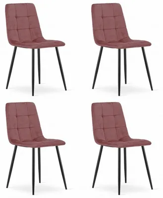 Produktbild von 4er-Set Kara Stühle aus rosa Samt mit schwarzen Beinen