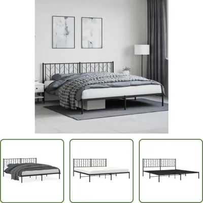 Produktbild von The Living Store Bettgestell mit Kopfteil Metall Schwarz 193x203 cm