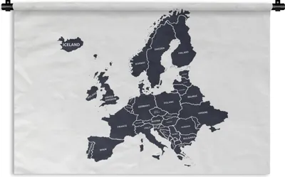Produktbild von MuchoWow® Wandteppich Wandbehang Karte - Europa - Blau 120x80 cm Tapisserie Dekoration Wandtuch - Wanddekorationen - Wandtücher
