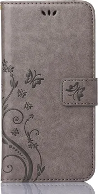 Produktbild von Handy Tasche für Samsung Galaxy A06 Schutz Hülle Handyhülle mit Blumenmuster Klapp Hülle mit Standfunktion und Kartenfächer Farbe: Grau