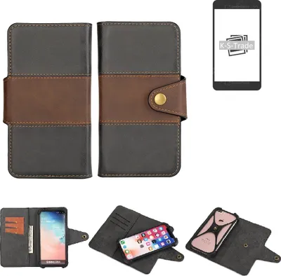 Produktbild von K-S-Trade Handyhülle Schutzhülle Hülle Bookstyle Wallet-Case kompatibel mit Apple iPhone 12 Bumper Rundumschutz schwarz-braun 1x
