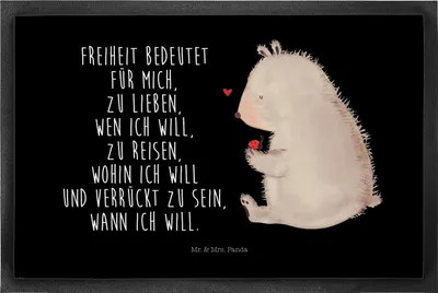 Produktbild von Mr. & Mrs. Panda Fussmatte Bär Marienkäfer 50 x 75 cm - Schwarz - Geschenk, Motivation, Sauberlaufmatte, Schmutzmatte, Liebe, Das Leben Ist schön, Fußabtreter, Freiheit