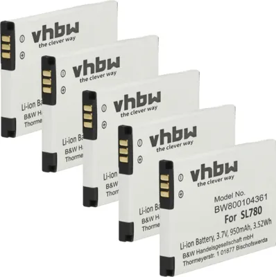 Produktbild von vhbw 5x Akku kompatibel mit Siemens Gigaset SL610H Pro, SL785, SL780, SL450H, SL450HX, SL788 schnurlos Festnetz Telefon (950 mAh, 3,7 V, Li-Ion)