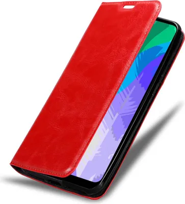 Produktbild von Cadorabo Hülle für Huawei Y6P Schutz Hülle in Rot Handyhülle Etui Case Cover Magnetverschluss