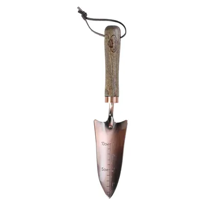 A single garden trowel against a white background.