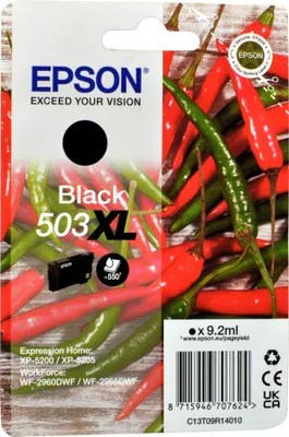 Zdjęcie produktu dla Epson 503XL Singlepack - 9,2 ml - XL - czarny - oryginalny - opakowanie blistrowe - wkład atramentowy - do WorkForce WF-2960