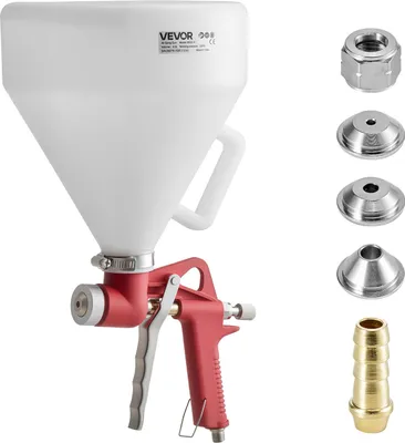Obrázek produktu pro Stříkací pistole VEVOR, stříkací pistole 4,5 l, profesionální stříkací souprava pro nátěry sádrokartonových desek, stříkací pistole se 3 tryskami (3,5 mm, 6 mm, 8 mm) pro textury popcorn, knockdown a pomerančová kůra