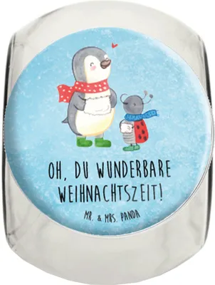 Produktbild von Mr. & Mrs. Panda Bonboniere Smörle Winterzeit XL 2000ml - Eisblau - Geschenk, Weihnachtsgruß, Kaffeedose, keksdose glas, Teedose, Weihnachtszeit, Weihnachten Grüße