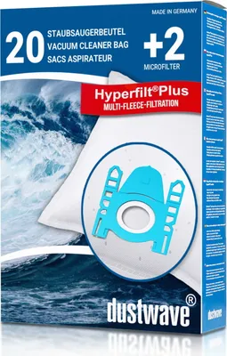 A product package for vacuum cleaner bags with a stormy sea background.