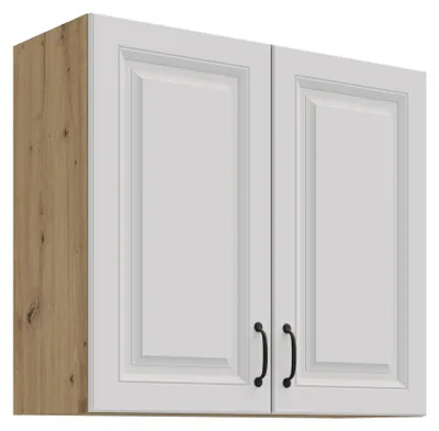 Produktbild von Hängeschrank 80 cm Stilo Weiss + Eiche Artisan Küchenzeile Küchenblock Küche
