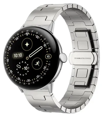 Produktbild von Edelstahl Smartwatch Armband für Google Pixel Watch 4 / 3 45mm Butterfly Titan
