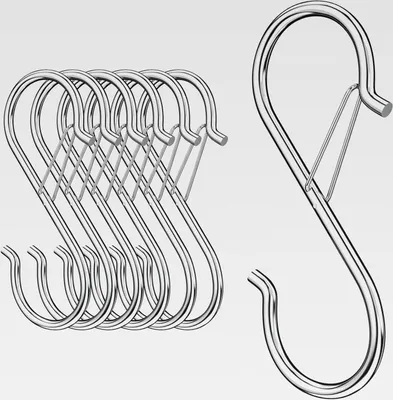 Produktbild von S Haken, Haken Zum Einhängen, 9 cm küchenhaken Silber Schwerlast Metall Haken, 6 Stück Sicherheitsschnalle Design, Rostfreie & Korrosionsbeständige S-Haken für Küche, Schlafzimmer, Bad, Außenbereich