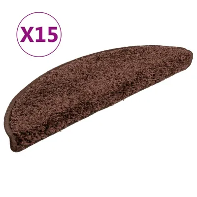 Obrázok produktu pre Schodové rohože 15 ks 56x17x3 cm hnedé polkruhové