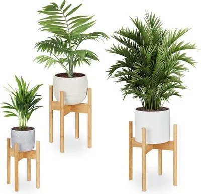 Immagine prodotto di Set di supporti in bambù - Set da 3 pezzi - Diverse dimensioni - Per interni - Bambù