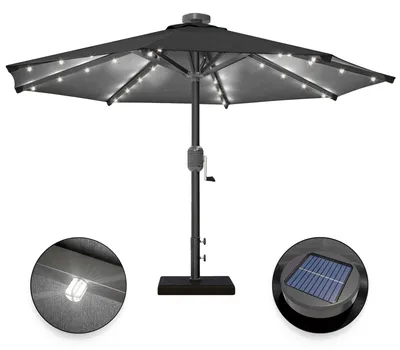 Zdjęcie produktu dla SUN MARINO | Parasol ogrodowy | Okrągły | Ø 300 cm | Czarny | LED | Parasol typu „traffic light”, parasol targowy, parasol ogrodowy