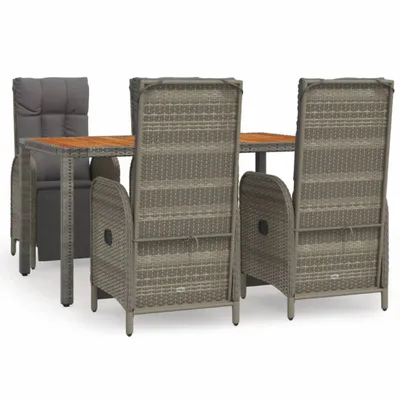 Obrázek produktu pro vidaXL 5dílný zahradní jídelní set s polštáři Grey Poly Rattan