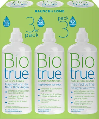 Produktbild von Biotrue All-in-one - 3x300ml + Behälter
