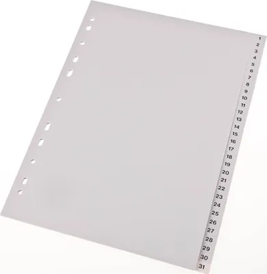 Produktbild von proOFFICE Kunststoff Register Zahlen A4 31-teilig