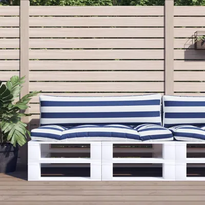 Produktbild von The Living Store Palettenkissen 2 Stk. Blau & Weiß Gestreift Oxford-Gewebe