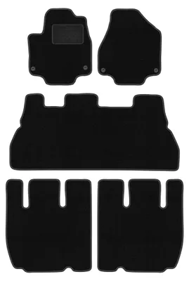 Image de Tapis de sol en moquette pour Chrysler Pacifica II 2017- (7 places) – jeu 4 pièces, noirs, sur mesure – Wielganizator LUX