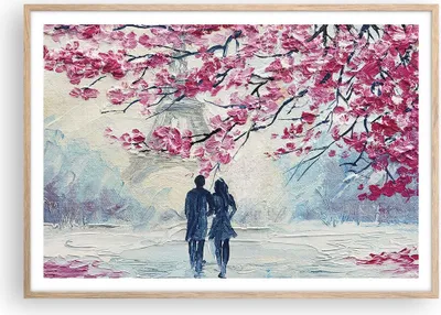 Produktbild von Gerahmtes Poster - Rahmen in heller Eiche - Paar Paris Baum - 100x70 cm - Wand Bild - Wanddeko - Wandbilder - Wandposter - Bilderrahmen - Bilder - Kunstdruck - Wandbild - P2NAA100x70-4211