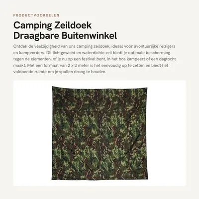 Produktbild von Camouflage-Zelt, wasserdicht – Bodenzelt – Zeltdach – Tragbar – Leicht – UV-Schutz – Zeltseil