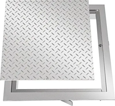 Image de Couvercle de regard encastré antidérapant, dimensions du cadre : 67 x 67 cm, couleur zinc
