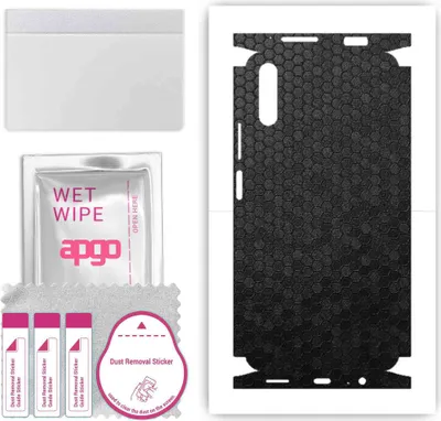 Produktbild von apgo Rückseite + Seiten Schutzfolie, Skin, kompatibel mit Honor 9X, Hinten Displayschutzfolie aus Vinylfolie, kratzfest, einfache Montage - Schwarze Honigwabe
