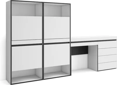 Produktbild von Schuhregal, Schuhschrank, 247x35x145 cm, Für Schlafzimmer, Zimmer, Kommode mit Schubladen, Schminktisch, Weiß